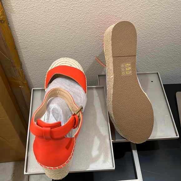 J. CREW Espadrille Leather Red Platform Wedges Rare Size 12! - Picture 5 of 6